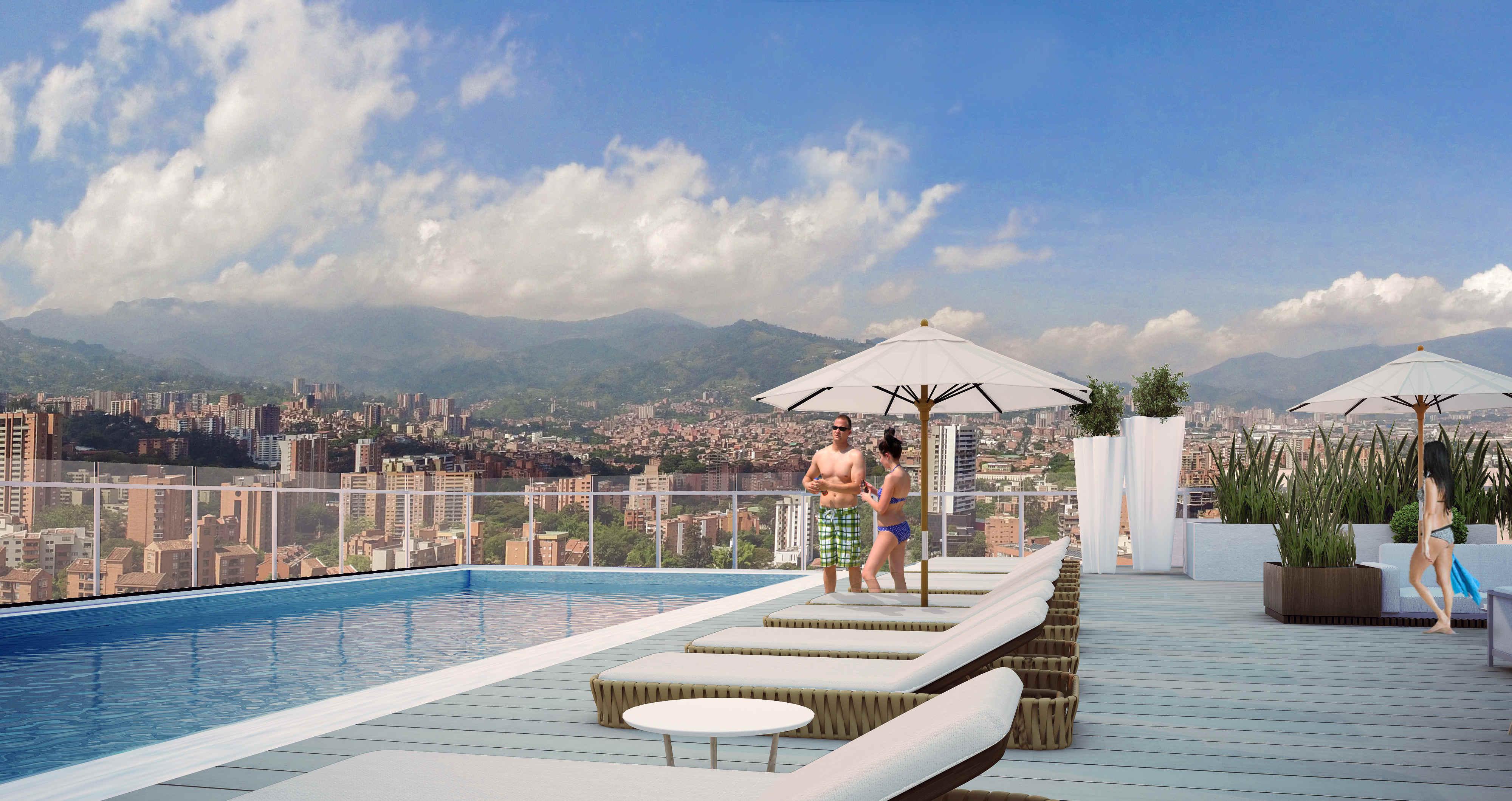 Hotel York Luxury Suites Medellin By Preferred Exterior foto Skyline pool